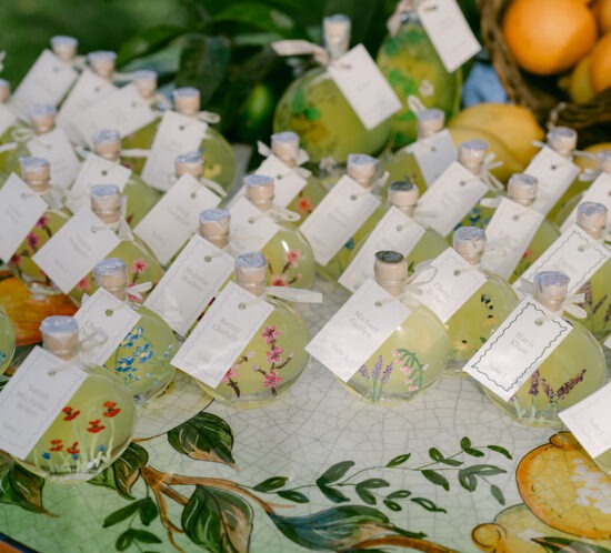 hand painted limoncello bottles wedding favors